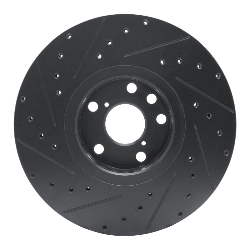 Lexus IS350 Brake Rotor (1) - Right Front - R1 Concepts - Drilled & Slotted - Black - `06-`20